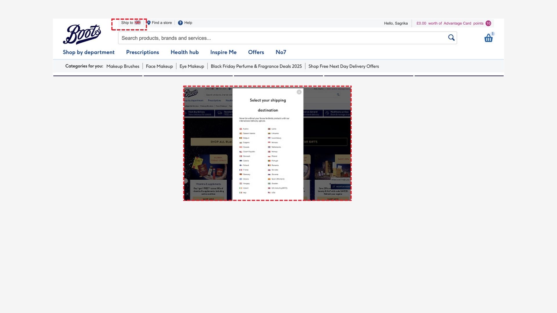 Before — Ship To label, annotated screen
