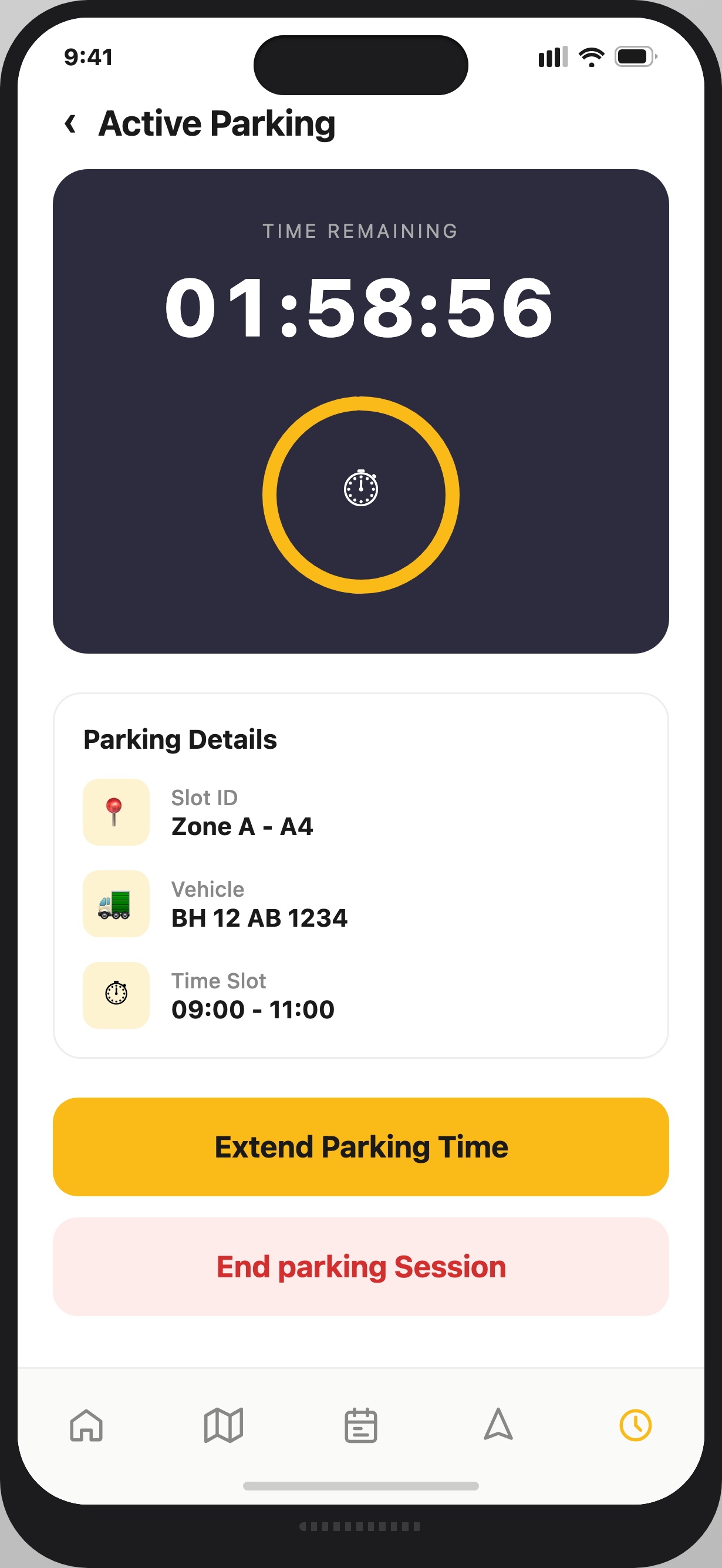 ParkHere Active Parking Screen