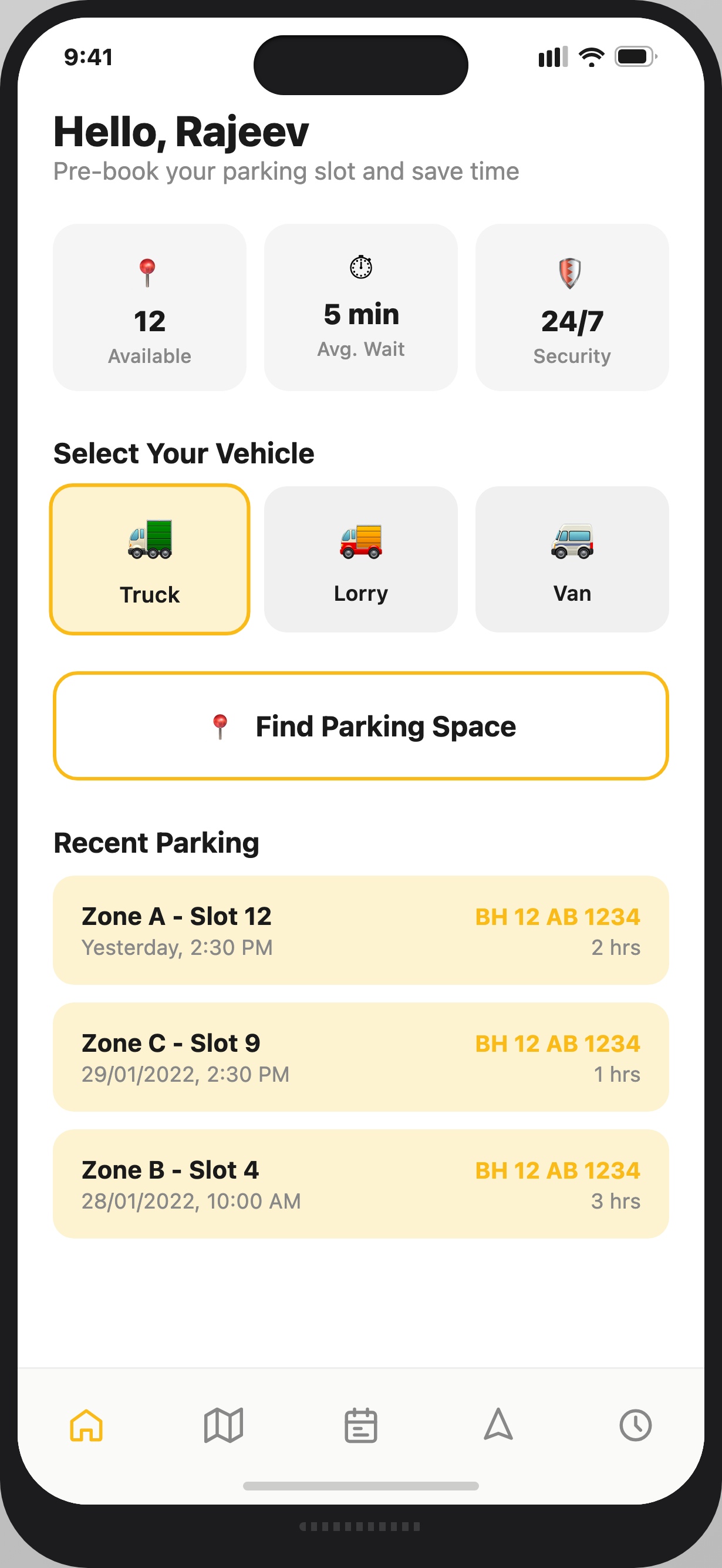 ParkHere Home Screen